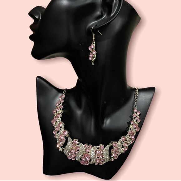 Rhinestone Crystal Collar Fashion Necklace Set - Picture 1 of 4
